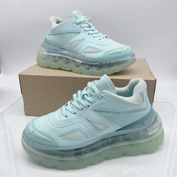 Shoes 53045 Shoes - Shoes 53045 Bump Air Platform Sneaker Blue Mint Size EU 39 US 8- 8.5